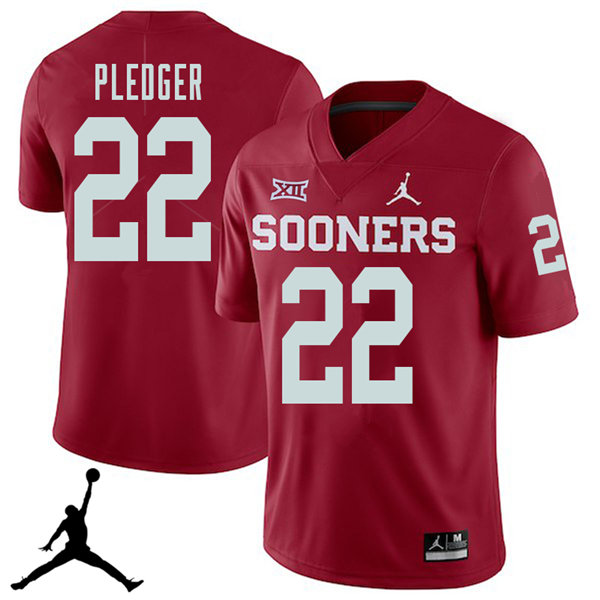 Jordan Brand Men #22 T.J. Pledger Oklahoma Sooners 2018 College Football Jerseys Sale-Crimson